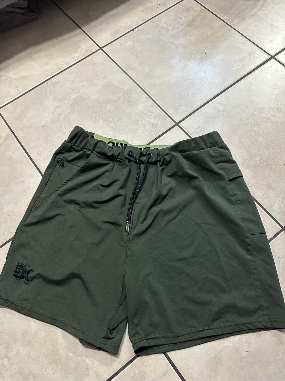 Men's Athletic Olive Performance Drawstring Shorts
